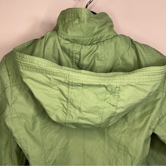 SMALL VINTAGE GALLERY BRAND WINDBREAKER JACKET COAT GREEN NYLON LINED HOODED - Picture 7 of 12